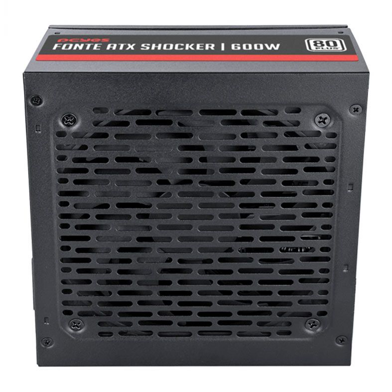 Fonte Gamer Pcyes Shocker, 600W, 80 Plus White, Preto, PF600SHW