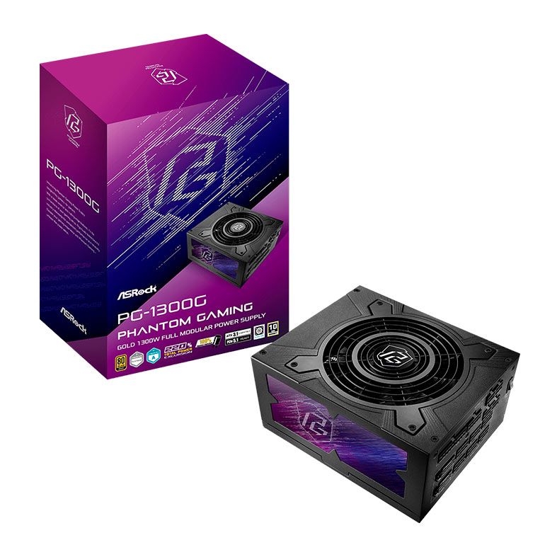 Fonte ASRock Phantom Gaming, 1300W, 80 Plus Gold, Cybenetics Platinum, Full Modular, ATX 3.1, PCIe 5.1, Preto, PG-1300G