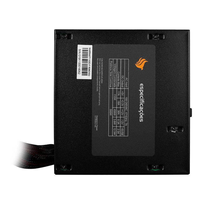 Fonte Pichau Nidus 500W Bronze 80 Plus, PG-5001-BR-OEM