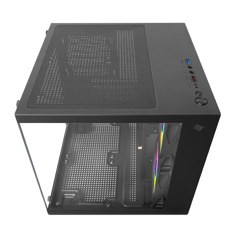 Gabinete Gamer Pichau Atom X, Mini-Tower, Lateral de Vidro, Com 2 Fans, Preto, PG-ATOMX-BK