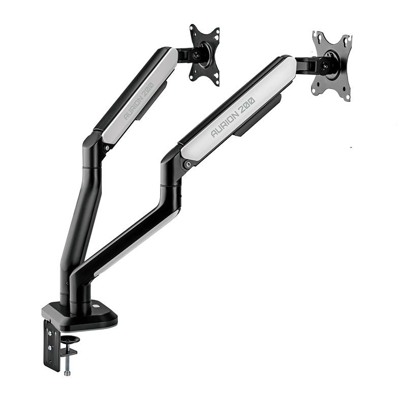 OPENBOX Suporte Articulado Para Dois Monitores Pichau Aurion 200, RGB, 17 Pol. a 32 Pol., Preto e Branco, PG-AUR200-RGB01