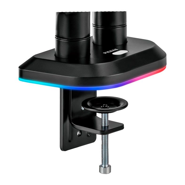 OPENBOX Suporte Articulado Para Dois Monitores Pichau Aurion 200, RGB, 17 Pol. a 32 Pol., Preto e Branco, PG-AUR200-RGB01
