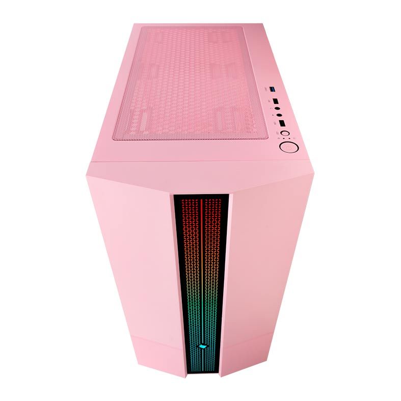 Gabinete Gamer Pichau Carrier II Lateral Vidro Temp RGB Rosa, PG-CR02-PKRGB