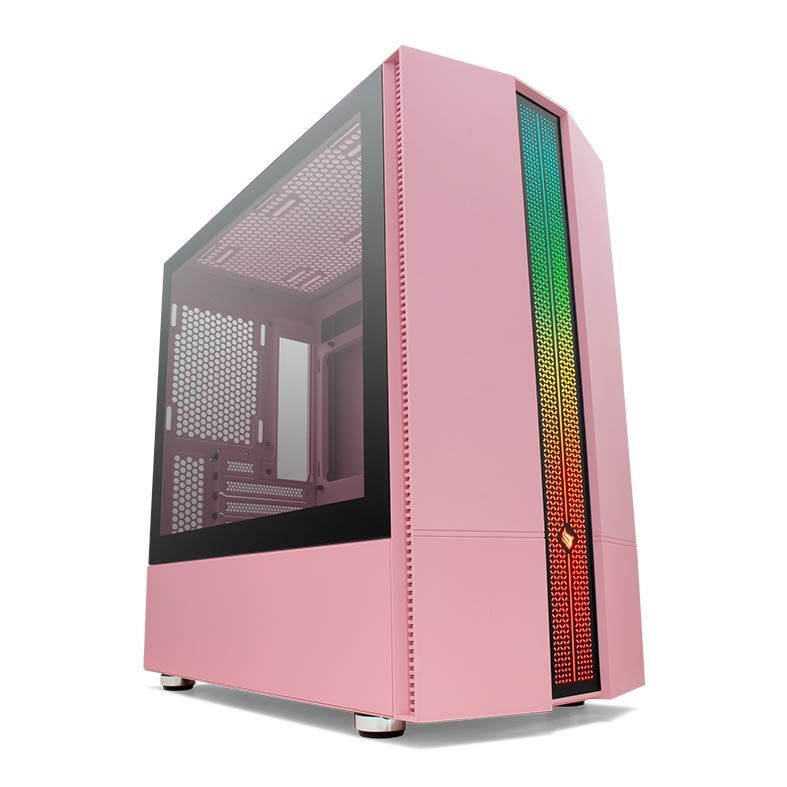 Gabinete Gamer Pichau Carrier II Lateral Vidro Temp RGB Rosa, PG-CR02-PKRGB