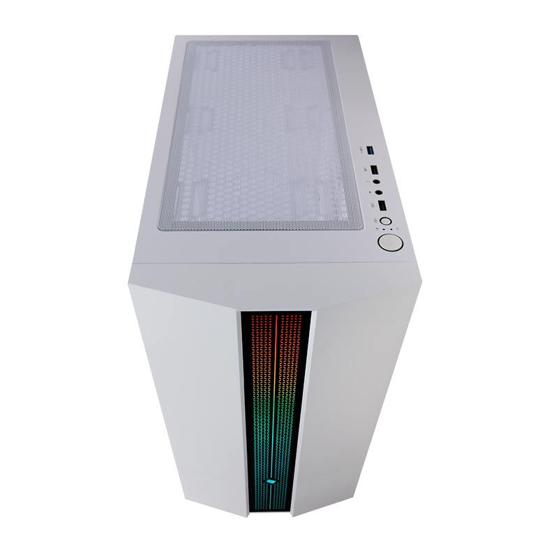 Gabinete Gamer Pichau Carrier II Lateral Vidro Temp RGB Branco, PG-CR02-WHRGB