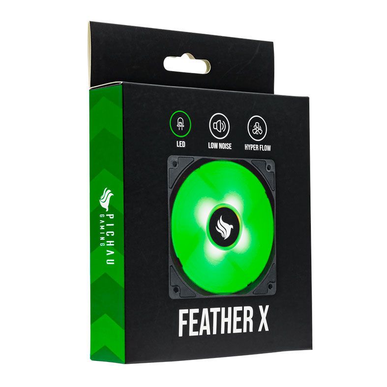 Ventoinha Pichau Gaming Feather X Led Verde, PG-FX120-GREEN