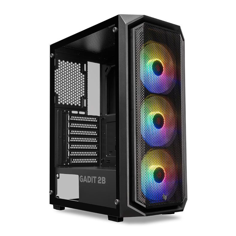 Gabinete Gamer Pichau Gadit 2B, Mid-Tower, Lateral de Vidro, Com 3 Fans, Preto, PG-G2B3F-BK