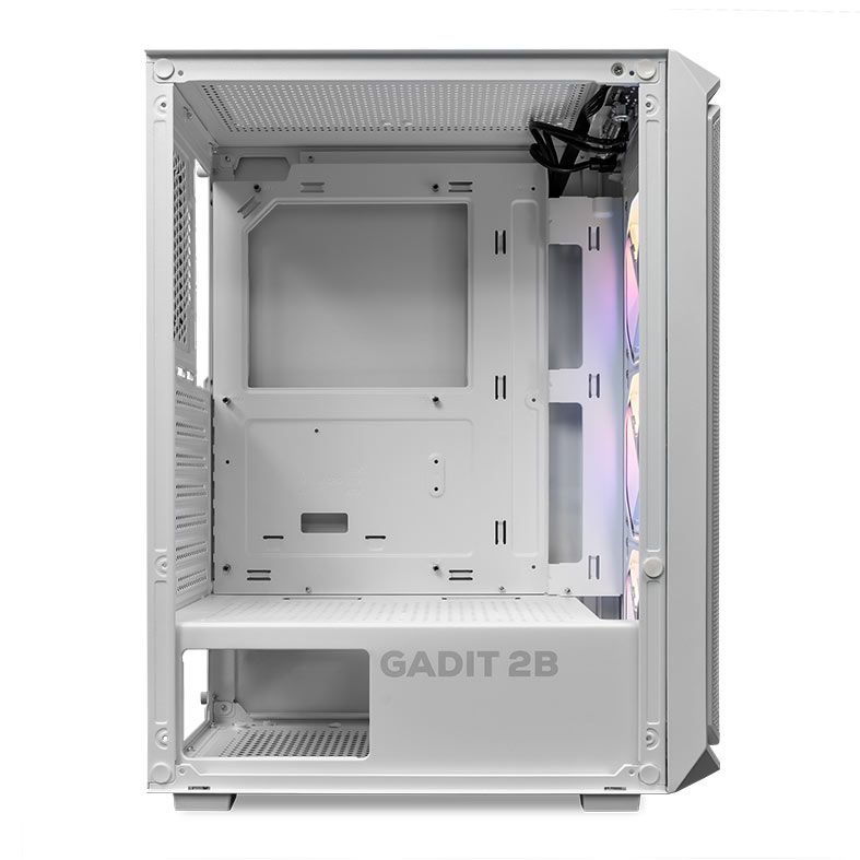 Gabinete Gamer Pichau Gadit 2B, Mid-Tower, Lateral de Vidro, Com 3 Fans, Branco, PG-G2B3F-WH