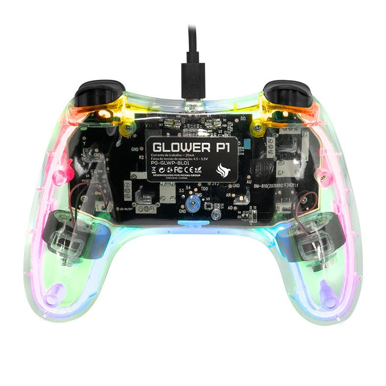 OPENBOX Controle Pichau Glower P1, PC/Switch/PS3/Android, Transparente, PG-GLWP-BL01