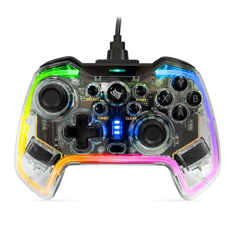 OPENBOX Controle Pichau Glower X1, PC/Switch/PS3/ Android, Transparente, PG-GLWX-BL01