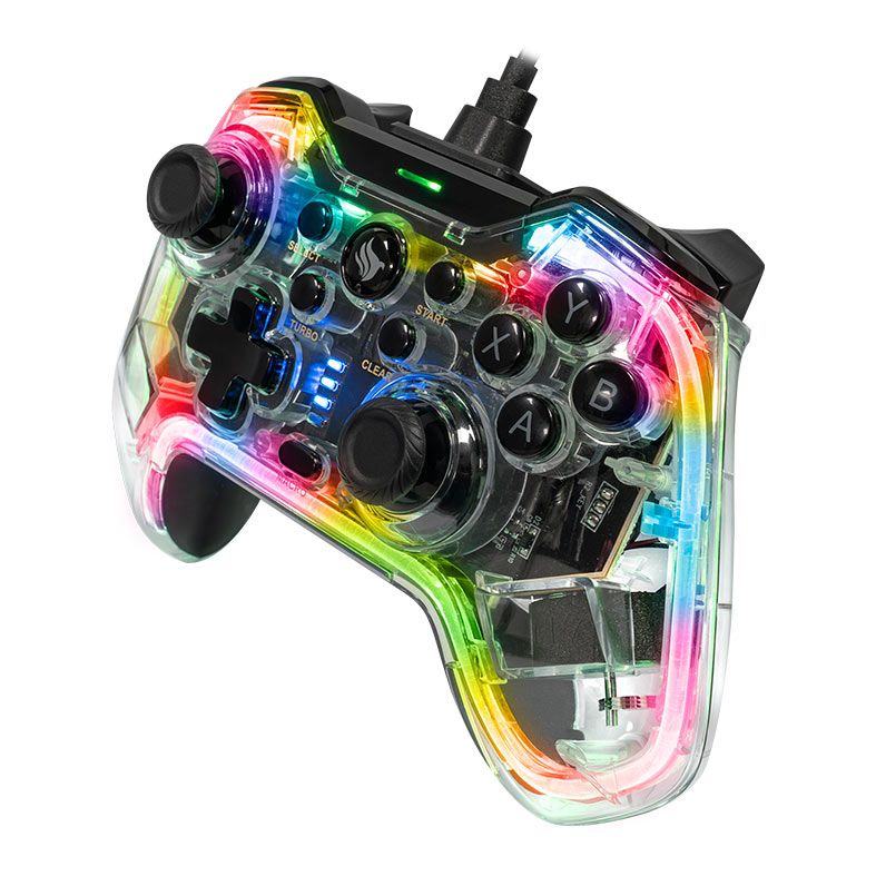 OPENBOX Controle Pichau Glower X1, PC/Switch/PS3/ Android, Transparente, PG-GLWX-BL01