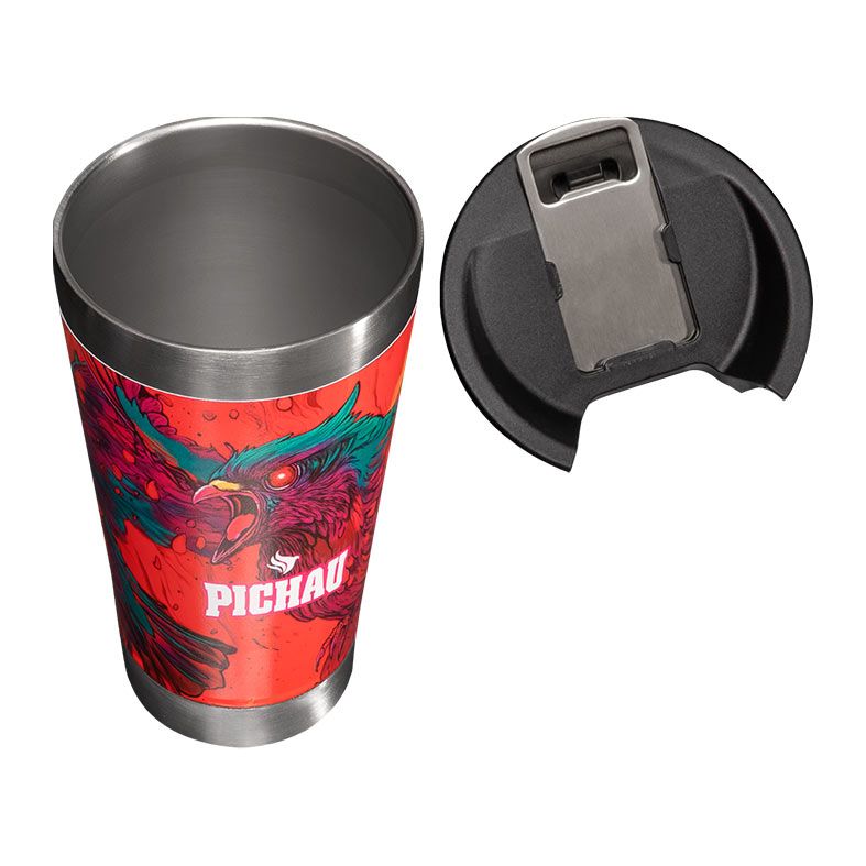 Copo Termico Pichau Original 473ml, Vermelho e Verde, PG-HHR100-RG01