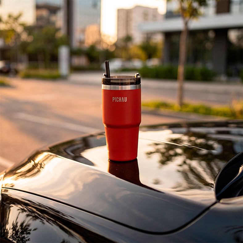 Copo Termico Pichau HR120, 600ml, Com Canudo, Vermelho, PG-HR120-RD01