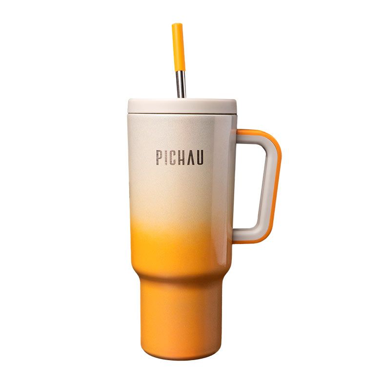 Copo Termico Pichau HR170, Com Canudo, 1.2L, Amarelo e Bege, PG-HR170-YB01