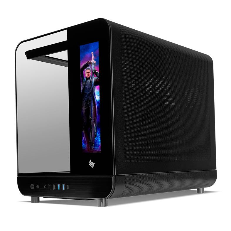 Gabinete Gamer Pichau Ikaros, ARGB, Mini-Tower, Tela LCD, Lateral de Vidro, Com 3 Fans, Preto, PG-IKO-BK3L