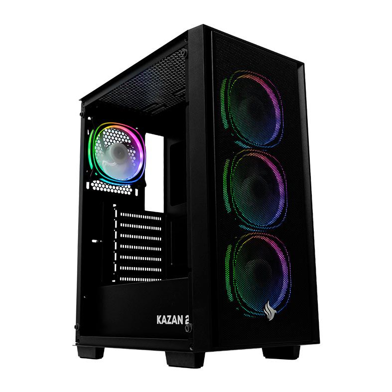 Gabinete Gamer Pichau Kazan 2, RGB, Mid-Tower, Lateral de Vidro, Com 4 Ventoinhas, Preto, PG-KZN2-RGB01