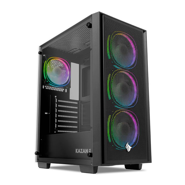 Gabinete Gamer Pichau Kazan 2, RGB, Mid-Tower, Lateral de Vidro, Com 4 Ventoinhas, Preto, PG-KZN2-RGB01