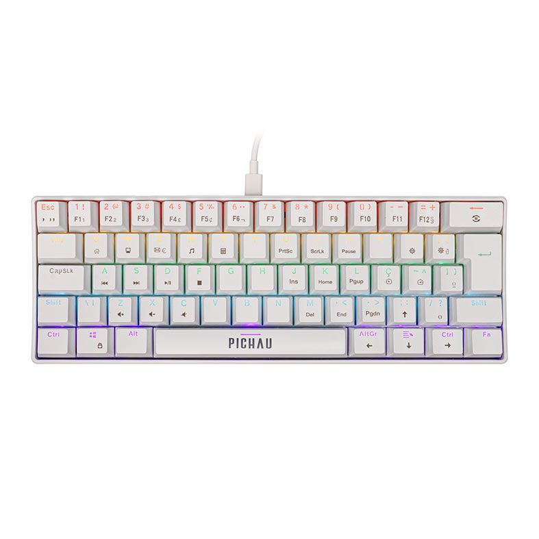 Combo Gamer Pichau Netuno V2 4x1, Rainbow, Teclado Mecanico ABNT2, Mouse 4200DPI, Mousepad Medio, Headset Drivers 50mm, Branco, PG-NTNX-WH01