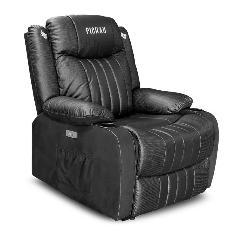 Poltrona Eletrica Reclinavel Pichau Oblivion, Suede e Corino Anti-Arranhao, Preto, PG-OBL-BK01