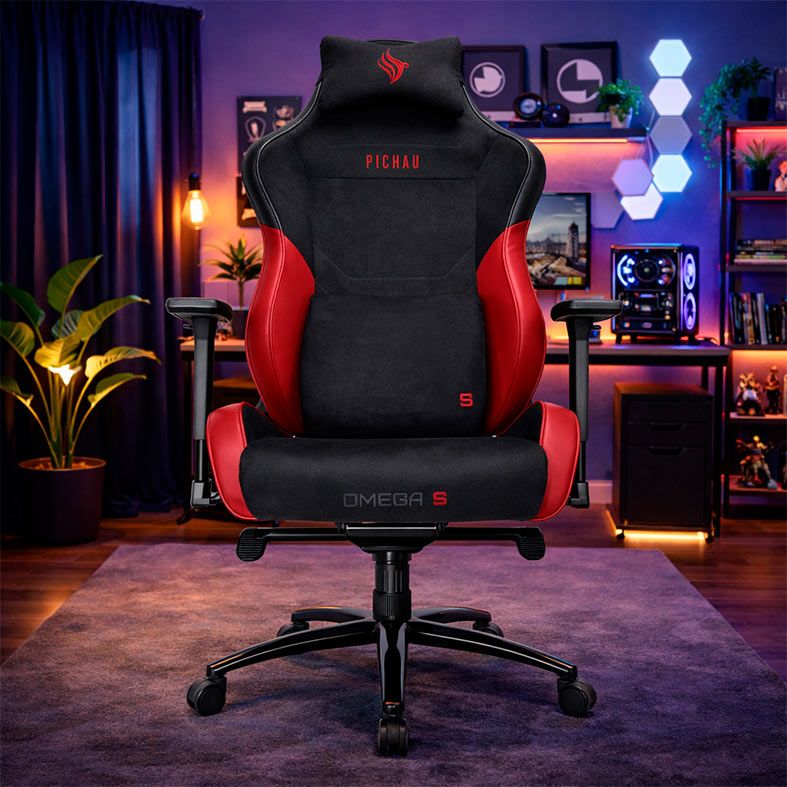 Cadeira Gamer Pichau Omega S, Espuma Moldada, Braco 3D, Preta e Vermelha, PG-OMGS-BR01