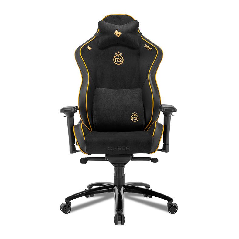 Cadeira Gamer Pichau Omega R10 Ronaldinho, Espuma Moldada, Braco 4D, Preto e Dourado, PG-OMGS-R10