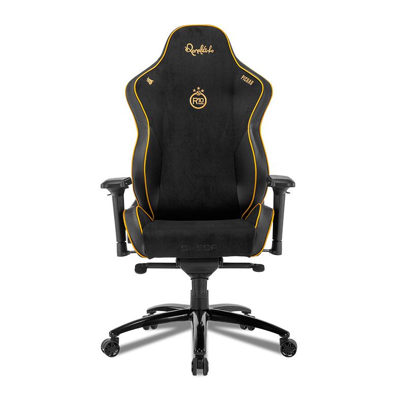 Cadeira Gamer Pichau Omega R10 Ronaldinho, Espuma Moldada, Braco 4D, Preto e Dourado, PG-OMGS-R10