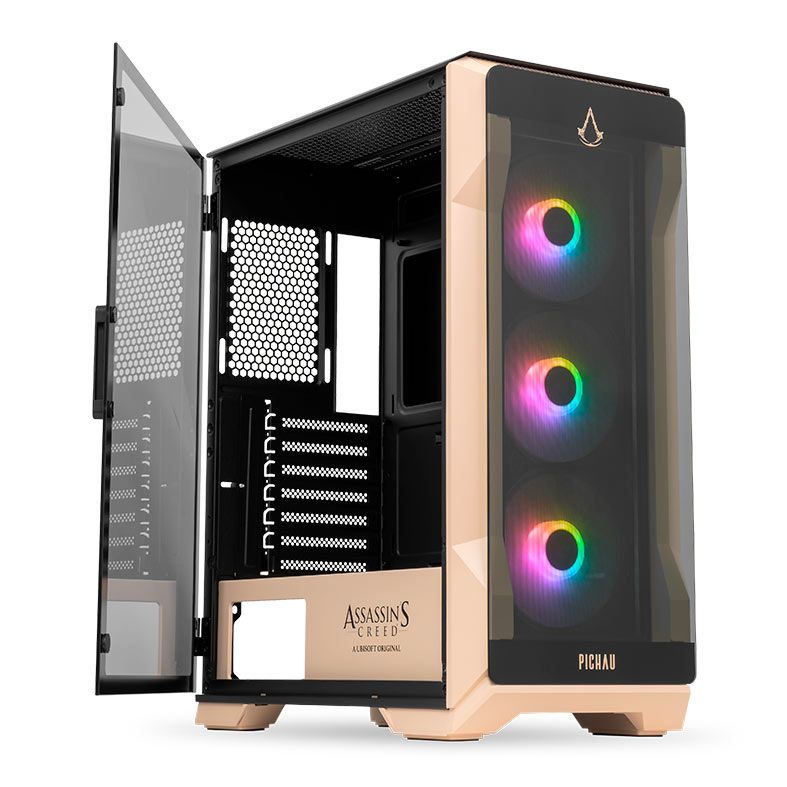 Gabinete Gamer Pichau Pouter 3 Assassin's Creed Mirage, RGB, Mid-Tower, Lateral de Vidro, Com 3 Fans, PG-P03-MRG