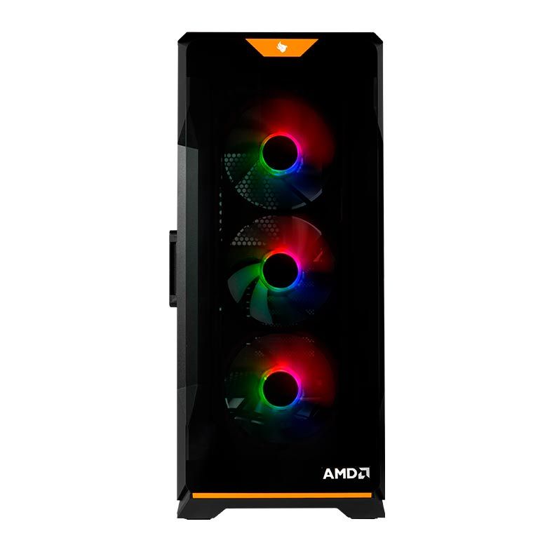 Gabinete Gamer Pichau Pouter 3 RGB AMD SE, Mid-Tower, Lateral de Vidro, Com 3 Fans, Preto, PG-P03AM-SE