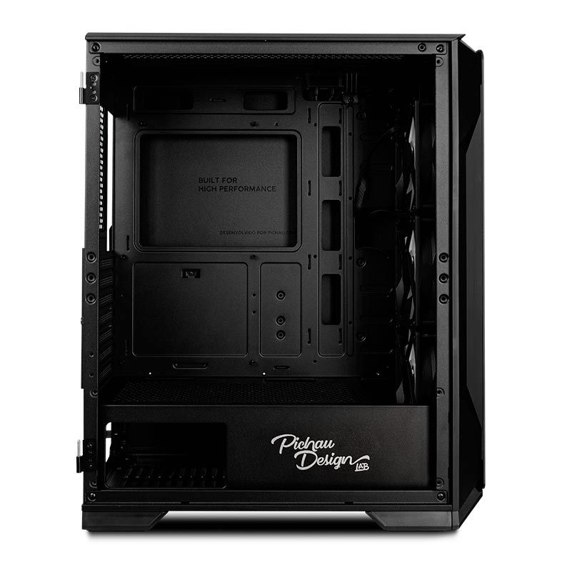 Gabinete Gamer Pichau Pouter 3 RGB AMD SE, Mid-Tower, Lateral de Vidro, Com 3 Fans, Preto, PG-P03AM-SE