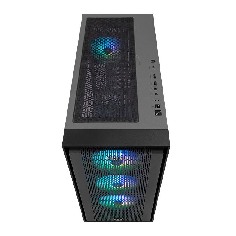 Gabinete Gamer Pichau Pegasus, RGB, Full-Tower, Lateral de Vidro, Com 4 Fans, Cinza e Preto, PG-PGSU-GR01