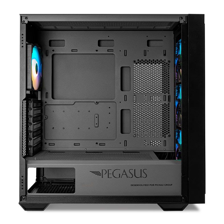 Gabinete Gamer Pichau Pegasus, RGB, Full-Tower, Lateral de Vidro, Com 4 Fans, Cinza e Preto, PG-PGSU-GR01