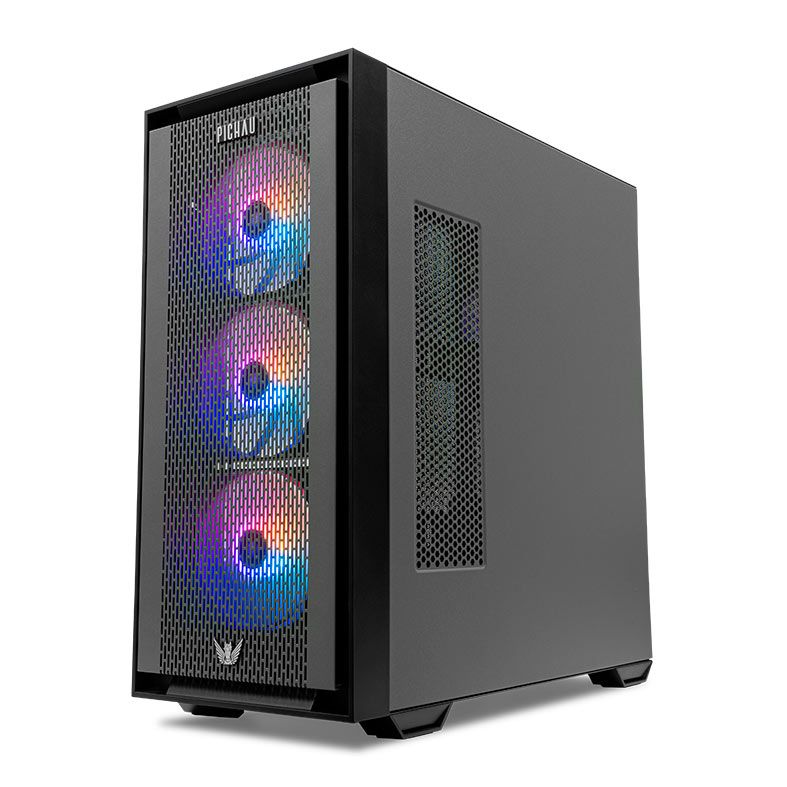 Gabinete Gamer Pichau Pegasus, RGB, Full-Tower, Lateral de Vidro, Com 4 Fans, Cinza e Preto, PG-PGSU-GR01