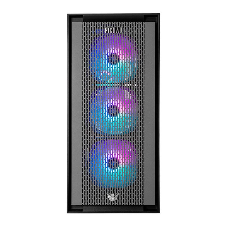 Gabinete Gamer Pichau Pegasus, RGB, Full-Tower, Lateral de Vidro, Com 4 Fans, Cinza e Preto, PG-PGSU-GR01