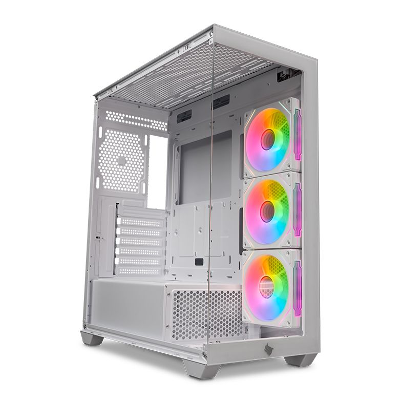 Gabinete Gamer Pichau Pouter 4B, Mid-Tower, Lateral de Vidro, Com 3 Fans, Branco, PG-PO4B-WH-3F