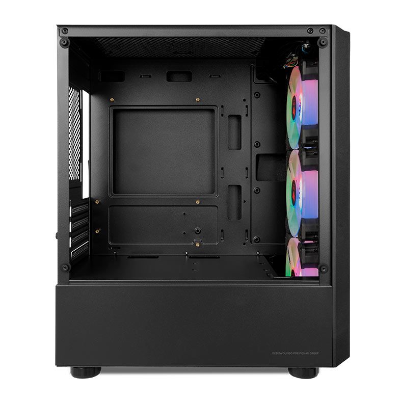 Gabinete Gamer Pichau Pulsar, RGB, Lateral de Vidro, Com 3 Fans RGB, Preto, PG-PSR-BRGB01