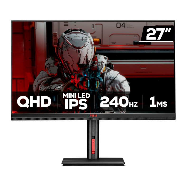 Monitor Gamer Pichau Quantum, Mini LED, 27 Pol, IPS, QHD, 1ms, 240Hz, HDMI/DP, PG-QUTM02-BL01