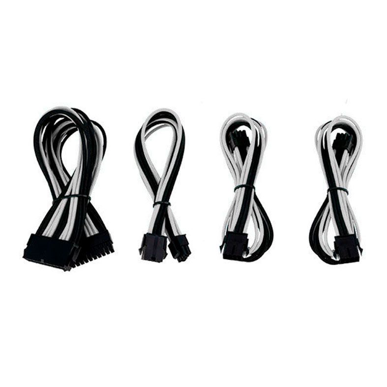 Kit Cabo Sleeved Pichau Gaming CS100, Preto e Branco (8P + 2x6+2P + 24P), PG-SCK-BRANCO