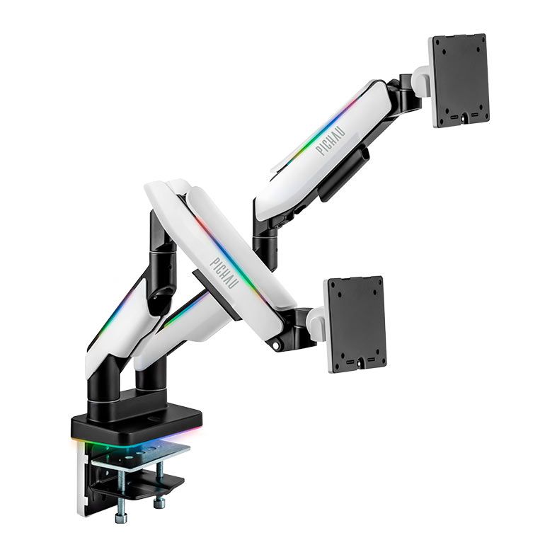 Suporte Articulado Para Dois Monitores Pichau Serpens 200 Pro, RGB, Pistao a Gas, 17 Pol. a 35 Pol., Preto e Branco, PG-SRP200PRO-RGB01