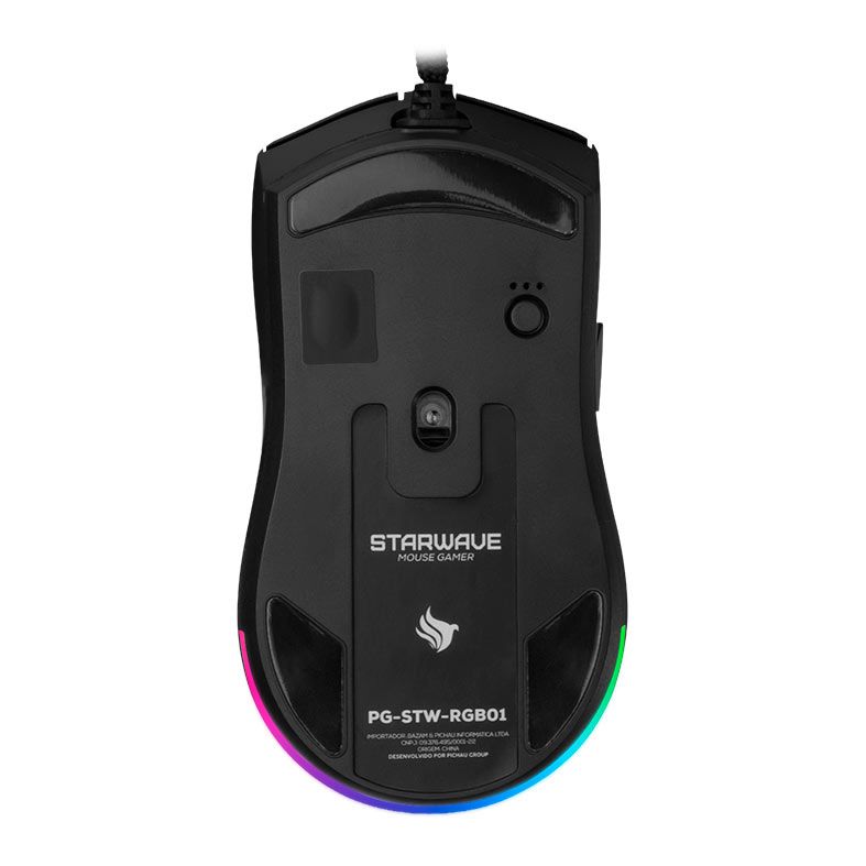 OPENBOX Mouse Gamer Pichau Starwave, RGB, 12400DPI, 6 Botoes, Preto, PG-STW-RGB01