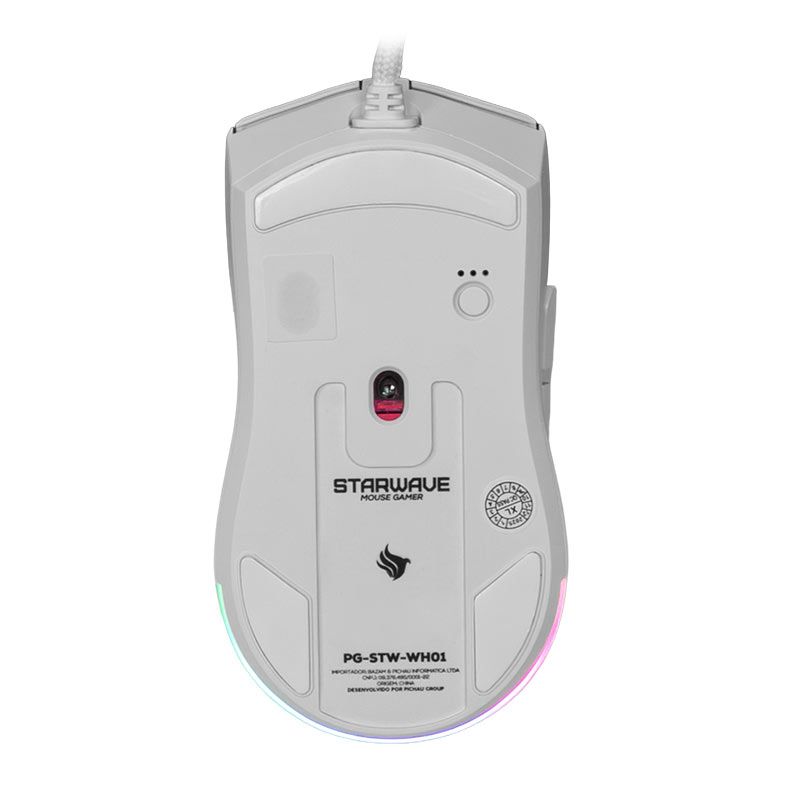 OPENBOX Mouse Gamer Pichau Starwave, RGB, 12400DPI, 6 Botoes, Branco, PG-STW-WH01