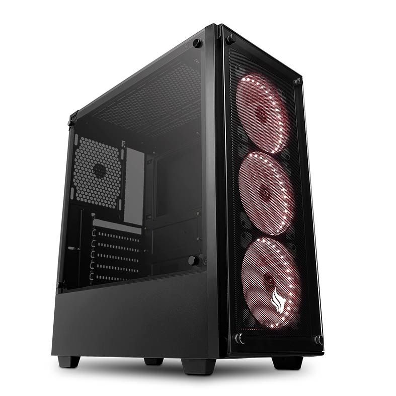 Gabinete Gamer Pichau Kazan Led Vermelho Lateral/Frontal Vidro Temp, PGKZ-01RED