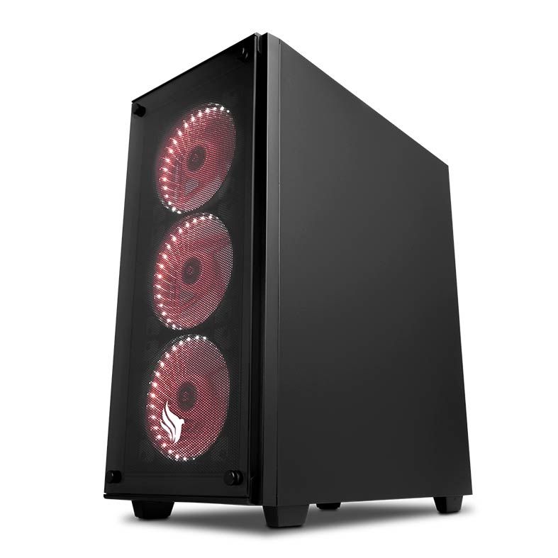 Gabinete Gamer Pichau Kazan Led Vermelho Lateral/Frontal Vidro Temp, PGKZ-01RED