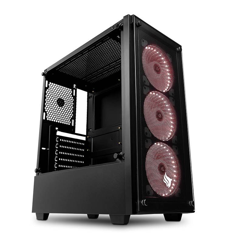 Gabinete Gamer Pichau Kazan Led Vermelho Lateral/Frontal Vidro Temp, PGKZ-01RED