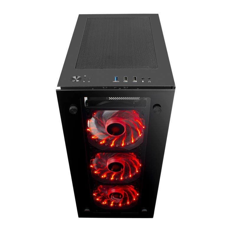 Gabinete Gamer Pichau Magpie III Led Vermelho Lateral/Frontal Vidro, PGMA-03-RED