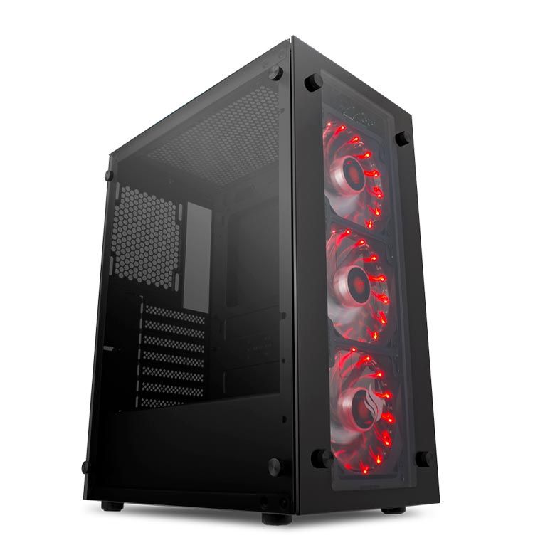 Gabinete Gamer Pichau Magpie III Led Vermelho Lateral/Frontal Vidro, PGMA-03-RED