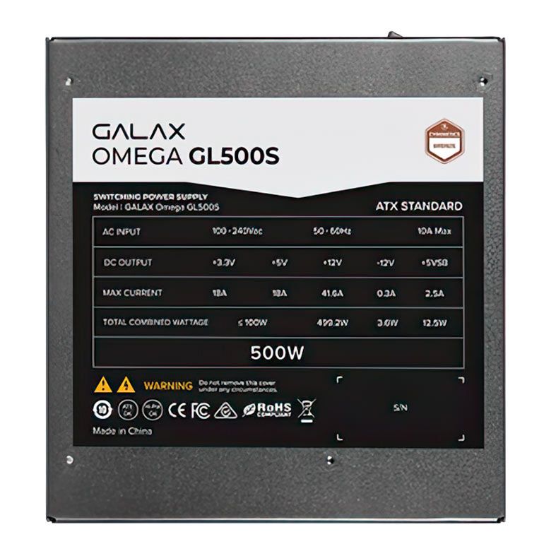 Fonte Galax Omega GL500S, 500W, Cybenetics Bronze, Preto, PGO50BOTNATB0