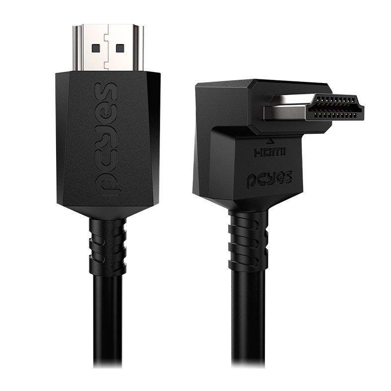 Cabo HDMI PCYes, Conector 90 Graus Vertical, 2m, Preto, PH20-2V-B