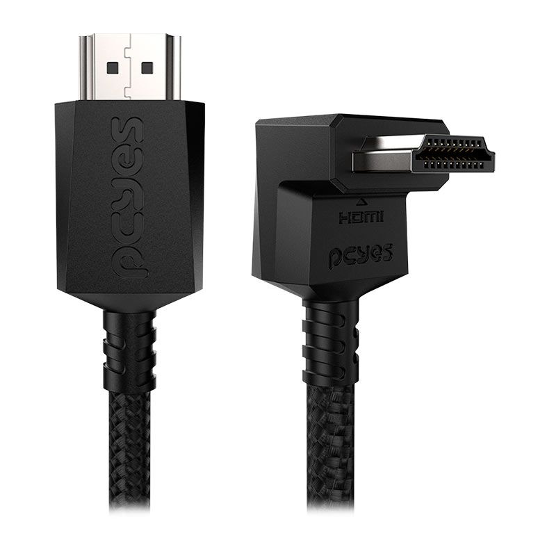 Cabo HDMI PCYes, Conector 90 Graus Vertical, Nylon, 3m, Preto, PH21-3VNP
