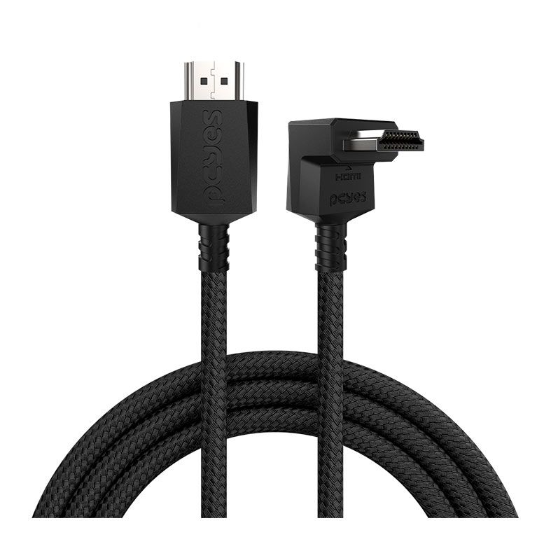Cabo HDMI PCYes, Conector 90 Graus Vertical, Nylon, 3m, Preto, PH21-3VNP