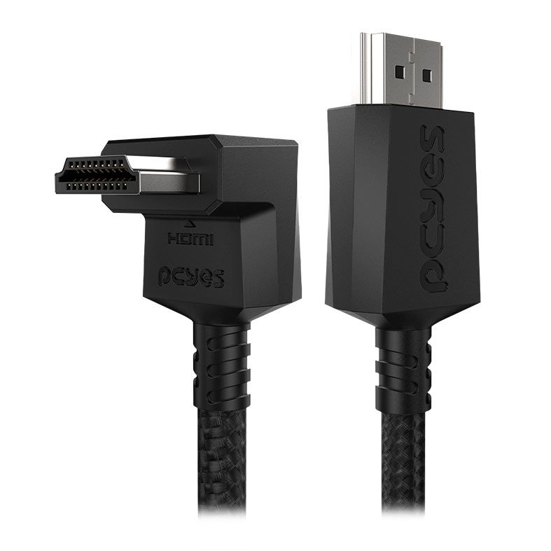 Cabo HDMI PCYes, Conector 90 Graus Vertical, Nylon, 3m, Preto, PH21-3VNP